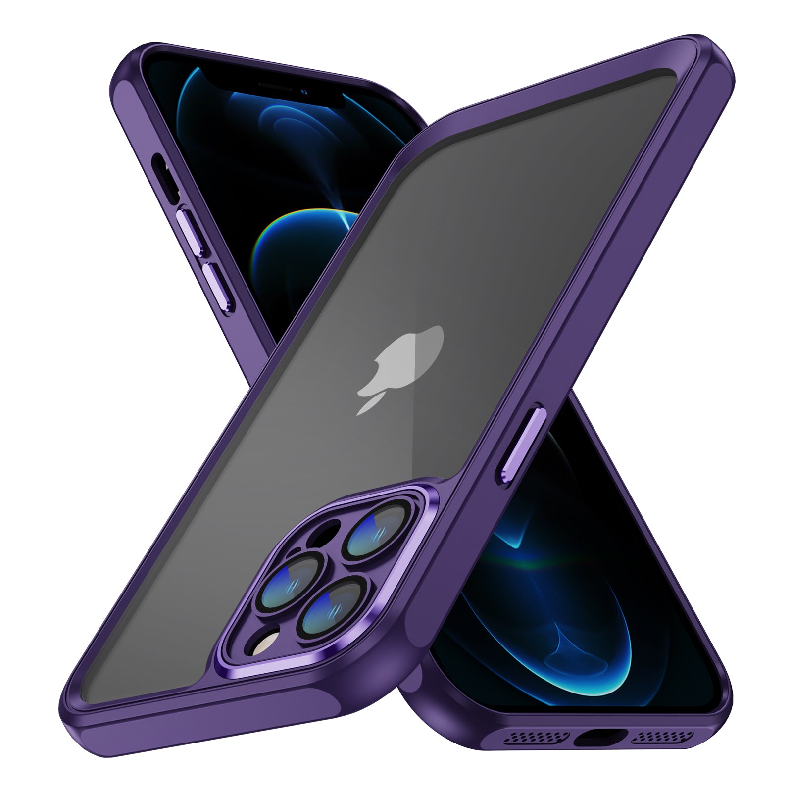 For iPhone 12 Pro Acrylic Back Soft TPU Phone Case Precise Cutouts Clear Cover with Lens Protector For iPhone 12 Pro Acrylic Back Soft TPU Phone Case Precise Cutouts Clear Cover with Lens Protector